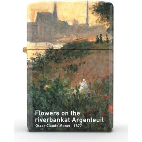 Classic 540 lighter flowers on the riverbankat argenteuil By Claude Monet 1877 pattern by Tatacase high glossy surface for Zippo