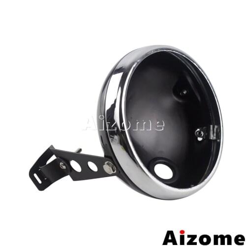 Motorcycle Steel 7" LED Headlight Housing Shell w/ Mounting Brackets Round Smooth Headlamp Light Bulb Bucket For Harley Custom