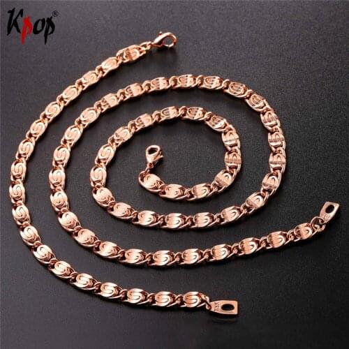 Kpop Accessories Gold/Silver/Black Color Chain Necklaces Bracelets Set For Men High Quality Jewelry Necklace Sets Man Gift S2517