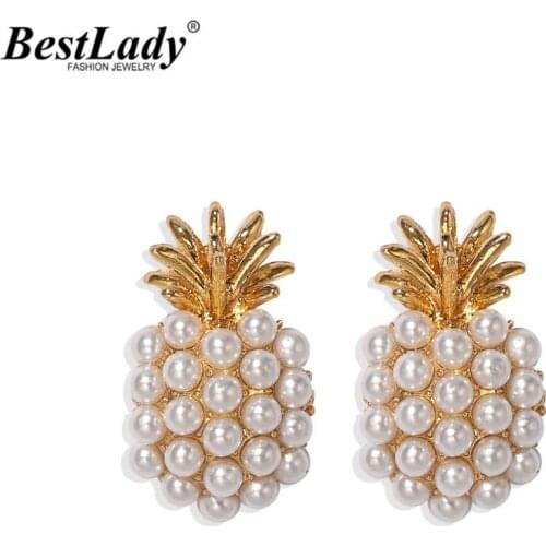 Best Lady Fashion Pearl Pineapple Earrings for Women Boho Cute Fruit Stud Earrings Accessories Jewelry Party Gifts Wholesale Hot