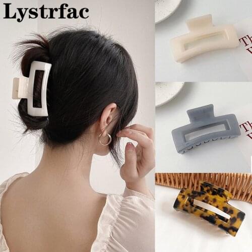 Lystrfac Korean Ins Acrylic Hairpin Female Hair Claw Plate Headdress Retro Side Clip Hair Accessories Headwear