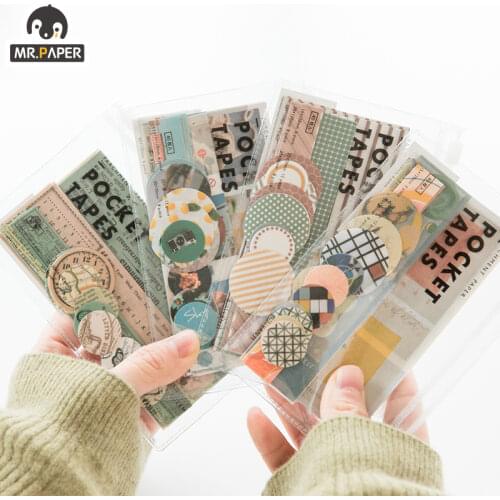 Mr.paper 4 Designs 40Pcs/lot Vintage Sights Simple Stripe Pocket Tape Deco Stickers Scrapbooking Bullet Journal Deco Stickers