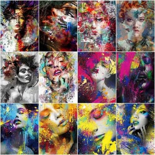 CHENISTORY Colouring By Numbers Girl Kits Drawing Canvas Abstract Figure Diy Oil Painting By Numbers Handpainted Home Decor