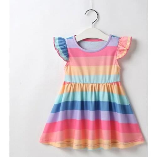 New Newborn Baby Clothes Girl Dress Summer Kids Clothing Cotton Colorful Rainbow Striped Sleeveless Princess Vest Dresses 0-5Y
