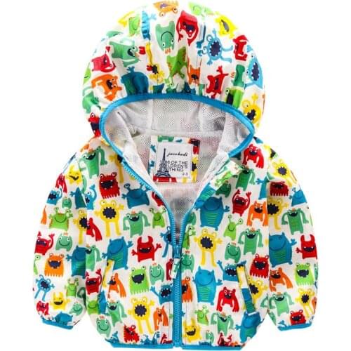 Spring&Summer New Fashion Children Jackets Hooded Kids Clothes Cute Animal Print Baby Boy Clothing Childs Wear 3-8T