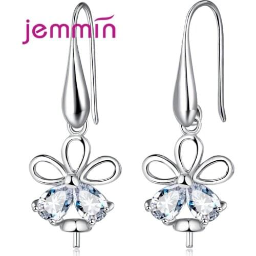 New 925 Sterling Silver Drop Components Jewelry Making With CZ Crystal Flower Design DIY Earrings Findings Accessories