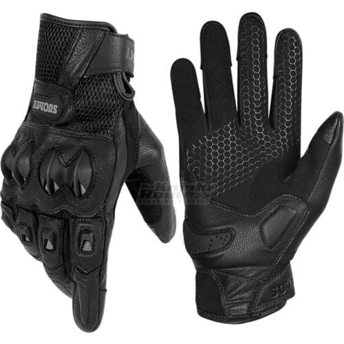 Black Retro Motorcycle Vintage Gloves Leather Moto Motorbike Full Finger Touch Screen Gloves Guantes Men Racing Motocross Gloves