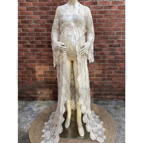 Photo Shoot Boho Maternity Dress Vintage Cotton Pregnancy Photography Party Prom Baby Shower Gown for Photography Props