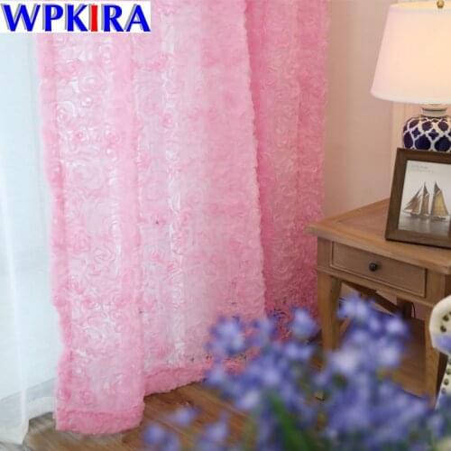 DIY White Rose Korean 3d Curtains Embroidered Floral Tulle Sheer For Living Room Baby Kitchen Bedroom Curtain Fabric WP148-30