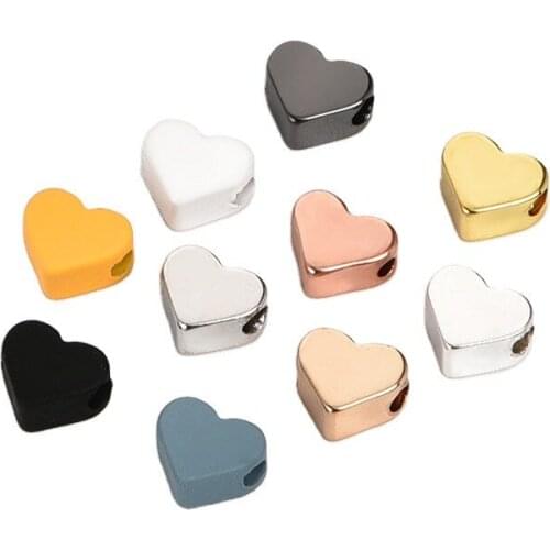 Multicolor brass DIY jewelry accessories retro perforated love beads peach heart simple large hole bead necklace earring pendant