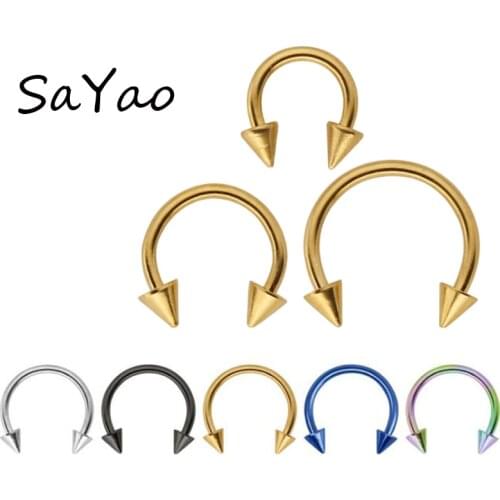 2 Pieces Gold Silver Surgical Stainless Steel Circular Barbells Horseshoe Nose Ring Lip BCR Body Piercing earring tragus ring