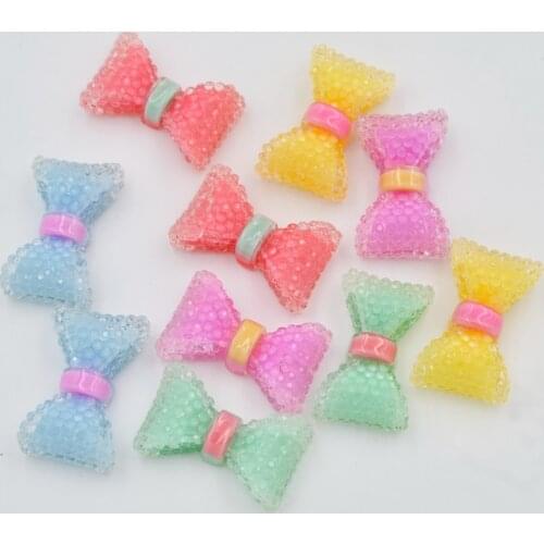 Resin Mix Kawaii Colorful Crystal Candy Color Bow Gems Flatback Rhinestone 20Pcs Scrapbook DIY Decor Crafts OF212