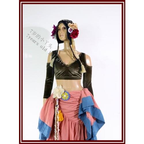 Velvet Fat Chance Tribal Choli belly dance long sleeve top FA62