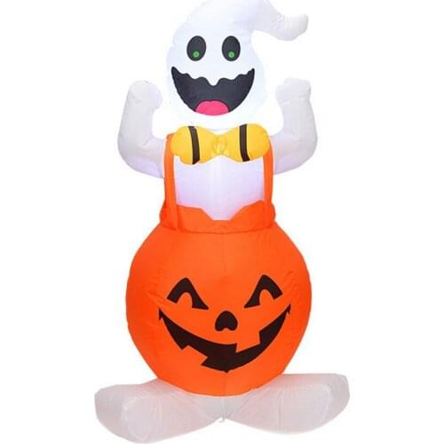 1.2M Halloween Inflatable Ghost Doll Pumpkin Modeling Blow Up Pumpkin Head Ghost Props For Indoor Outdoor Garden Decor Props