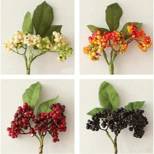 1pc Lifelike Christmas Berry Stem Decor Plastic Berry Pick Artificial Berry For Home Photography Props Party Supplies