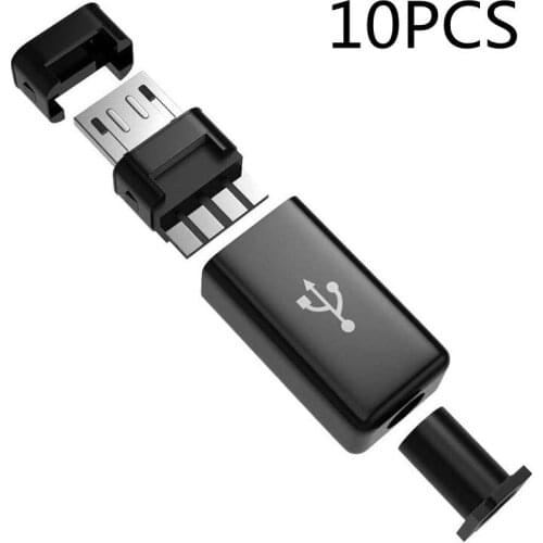 10pcs DIY Micro USB Type B Male 5pin Four Piece Assembly Connector Plug Socket Welding Data Line Interface Data Cable Accessory