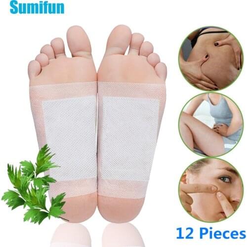 Sumifun 12Pcs Detox Foot Patch Toxins Feet Slimming Cleansing Chinese Herbal Medical Plaster Body Adhesive Pads Wormwood Patch
