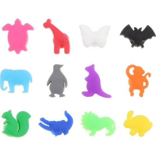 12PCS Silicone Wine Glass Marker Creative Animals Design Drink Charms Label Mark Glass Identification for Party Banquet