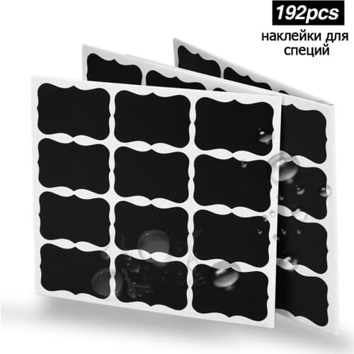 192pcs Waterproof Stationary Stickers Jar Label Spice Stickers Kitchen Storage Bottles Jam Organizer Blackboard Decal Labels
