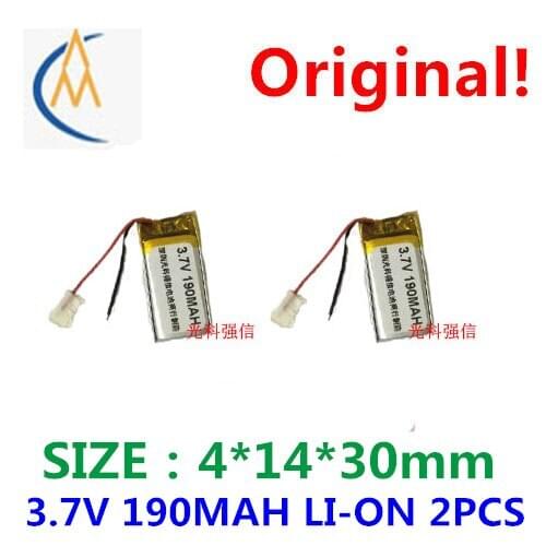 2PCS New sufficient capacity polymer li-ion battery 3.7 V 401430 190 mah MP3 radio/equipment/mini bluetooth headset LED toys