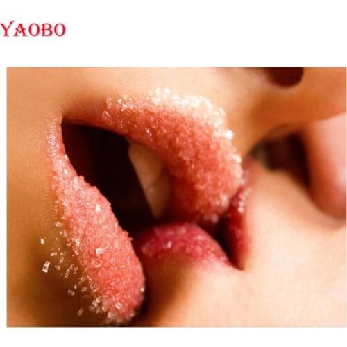 DIY Diamond Embroidery Sexy lips Diamond Painting Full Square Round 5D Cross Stitch Couple Kiss Mosaic Rhinestone decoration