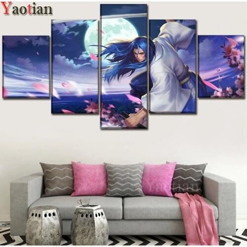 Diamond Painting Japanese anime game characters Diy Full Square Round Diamond Embroidery Mosaic crafts hobby home decor, 5 Piece