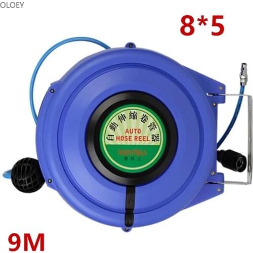 9M Automatic Retractable Reel Telescopic Drum Hose PU8*5 OD 8MM ID 5MM Automotive Air Hose Reel Pneumatic Hose PU Tube