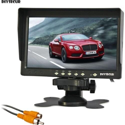 DIYSECUR 7" IPS AHD Car Monitor Backup Rear View Monitor Max Support 1080P AHD Camera with Sun Hood Visor RCA