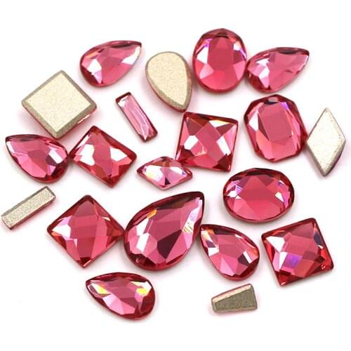 Free shipping High quality k9 glass crystal Rose red flatback nail rhinestones for DIY clothing
