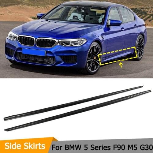 Carbon Fiber Side Skirt Bumprer Kits Lip Spoiler Apron for BMW F90 G30 M5 540I M-SPORT 2018 2019 Side Skirts Bumper Lip Guard