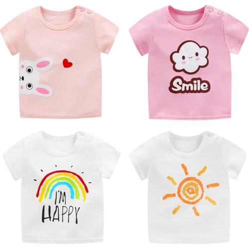 2020 Fashion 18M-5T Unisex Cartoon Print Childrens Short Sleeve T-shirts Boy Kid Boys And Girls Summer Cotton Clothes Tops