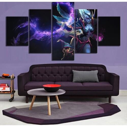 5 Piece Game Poster Wall Paintings Vengeful Spirit DOTA 2 Video Game Poster Canvas Paintings Wall Art for Home Decor