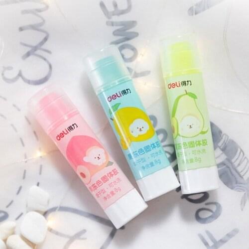 2Pcs Children ACR Glue Stick Jelly Colors 8g High Viscosity Washable Solid Glue Student School Stationery 3 Colors Deli 9626