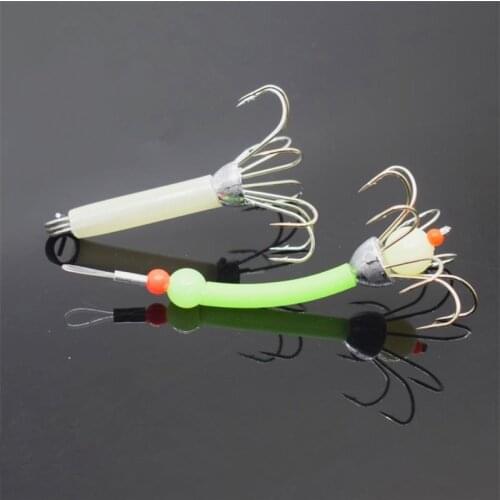 1lot/5PCS squid hook wood shrimp luminous eight claws with barbs cuttlefish hook umbrella hook blow tube sea hare anchor hook