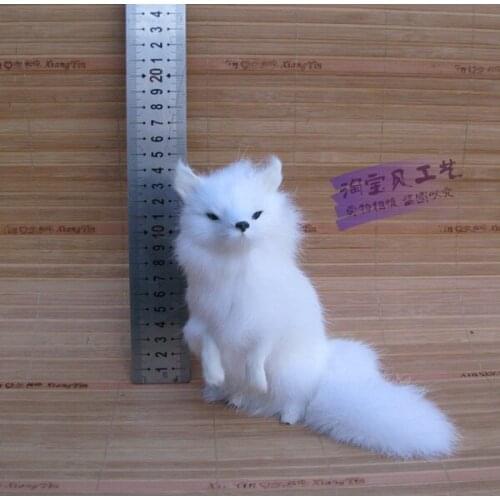 Cute simulation fox model toy resin&fur white fox model doll gift about 15x9x15cm 2555