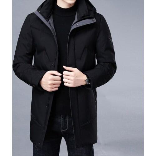 2021 Winter New Mens Fashion Long Parka Top Quality 90% White Duck Down Coat Men Windbreaker with Hooded Jacket