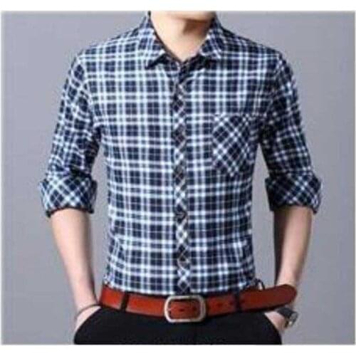 2019 Men Plaid Shirt 100% Cotton 2019 Spring Autumn Casual Long Sleeve Shirt Soft Comfort Slim Fit Brand Man Plus Size