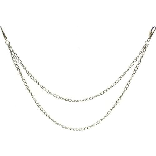 Hip Hop Men Silver Metal Wallet Chain Jeans 2 Layers Trousers KeyChain Biker 2 Strands Key Chain Dance Pant Portachiavi