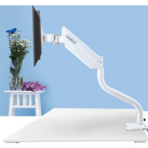 10-27" Desktop Clamping Mount LCD TV Mount Monitor Holder Full Motion Pneumatic Lift Loading 1.5-6kgs MD40211W