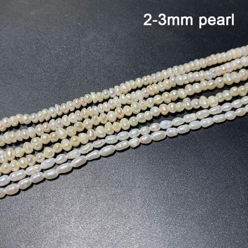 Fine 2-3MM 100% Natural Freshwater Pearl Rice Shape Beads For Jewelry Making DIY Bracelet Necklace Strand 14