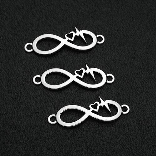 15pcs/Lots 10x33mm Antique Silver Plated Infinity Love Connector Heart Charm For Handmade Making DIY Tibetan Findings Jewelry