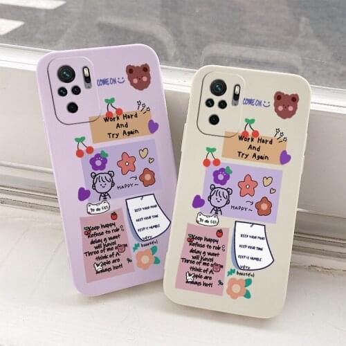 For Xiaomi Redmi Note 10 10S 9T 9 8 7 Pro MAX Case Post-it Girl Phone Cover Redmi 9 9A 9T K40 K30 K20 Pro Shockproof Soft Case