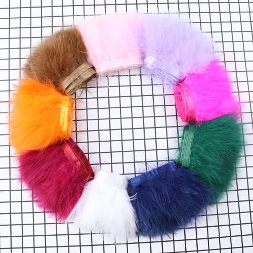 Multicolor Fluffy Turkey feather Trim 8-10cm Dyed Marabou feathers on Ribbon for wedding Party Dress Decoration Sewing Crafts