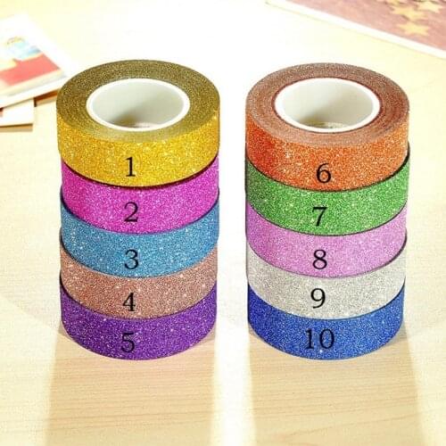 DIY Handmade Glitter Paper Tape Self-adhesive Washi Party Supplies Home Decor Packaging Tape Color Flash Powder Tapes 1 roll
