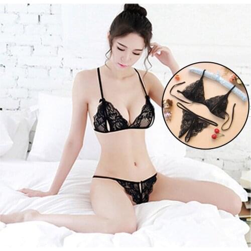 Sexy Women Transparent Lace Underwear Sets Open Bra and Sex Panties Sex Set Crotchless Woman Sexy Erotic Lingerie Set Intimates
