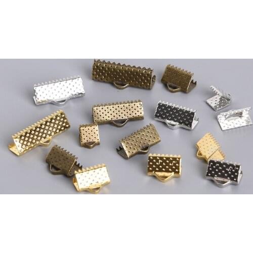 50pcs/lot Silver Cove Clasps Cord End Caps String Ribbon Leather Clip Necklace Bracelet Connector for Jewelry Making Supplies