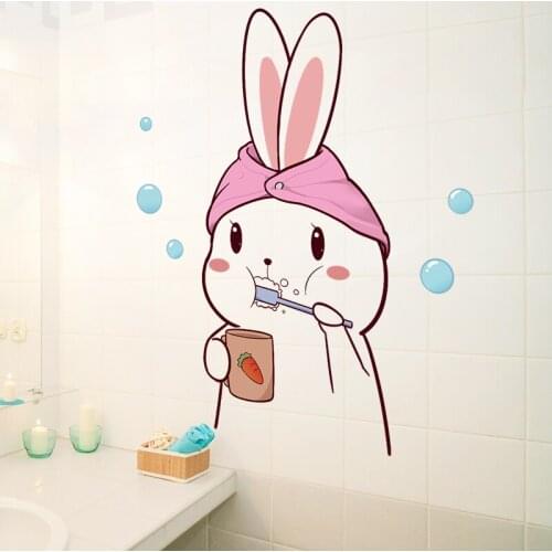 [shijuekongjian] Rabbit Wall Stickers DIY Animal Mural Decals for Kids Rooms Baby Bedroom Children Nursery House Decoration