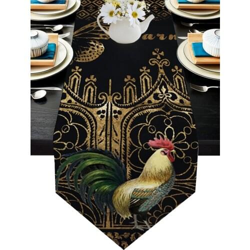 Farm Rooster Butterfly Texture Table Runner Wedding Table Decoration Hotel Party Dining Tablecloth and Table Mat
