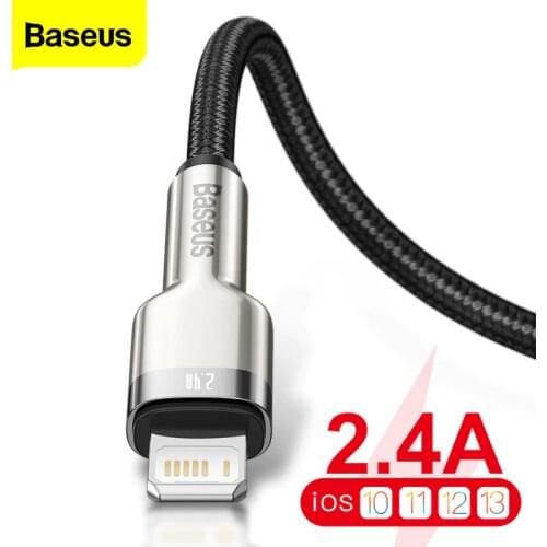 Baseus USB Cable for iPhone 11 12 Pro Xs Max Mini X Xr 2.4A Fast Charging Mobile Phone Data Cable For iPhone 8 7Plus 6 Wire Cord