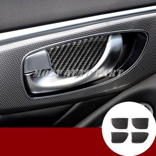 Carbon Fiber Inner Car Door Handle Bowl Cover Trim For Infiniti Q50 2013-2020 Car accesories interior Car decoration